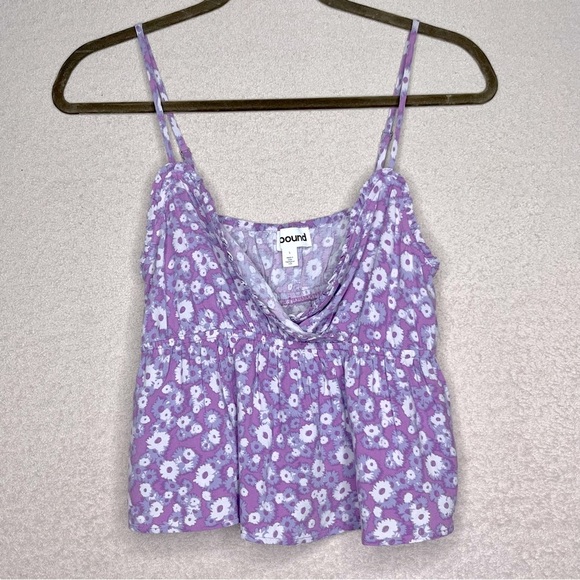 Abound Tops - Abound Floral Spaghetti Strap Cami Tank Top-Purple Flowers Print-Womens S-Summer